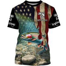 Load image into Gallery viewer, Rainbow Trout Fishing American Flag Patriotic Custom UV protection fishing shirt, Trout fishing jerseys NQS497