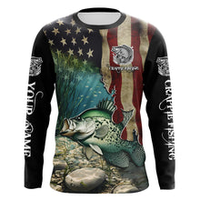 Load image into Gallery viewer, Crappie Fishing American Flag Patriotic Custom UV protection fishing apparel, Crappie fishing jerseys NQS498