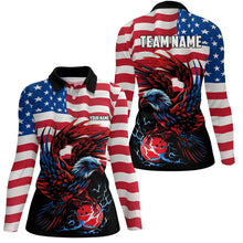 Load image into Gallery viewer, Personalized Eagle Bowling Shirts for Women, Custom Team's Name American Flag Cool Bowler Jerseys NQS7891