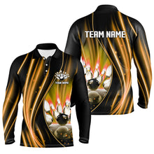 Load image into Gallery viewer, Orange and black light Men Polo, 1/4 Quarter Zip Shirts Custom bowling team jerseys, gift for bowlers NQS8097