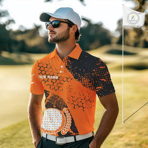 Black & Orange Turkey golf Mens golf polo shirts custom Thanksgiving golf shirt, Men's golf attire NQS10722