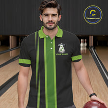 Load image into Gallery viewer, Black and Green ufo alien Retro Bowling Polo, Quarter Zip Shirts for men Custom Bowling Team Jersey NQS10727