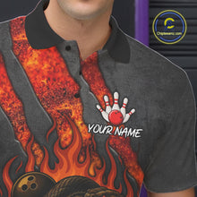 Load image into Gallery viewer, Red Flame Skull Snake Bowling Polo, Quarter Zip Shirts for Men Custom Team Bowling Jersey NQS10937