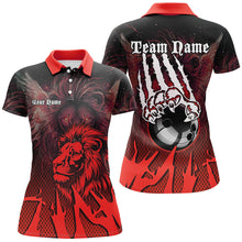 Load image into Gallery viewer, Black and Red Lion Bowling Polo, Quarter Zip Shirts For Women Custom Team Lion Bowling Jerseys NQS9598