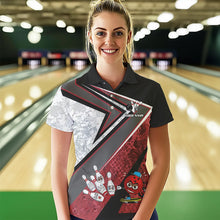 Load image into Gallery viewer, Funny Bowling ball and Pins Women bowling shirt Custom Camo Bowling Team Jersey, gift for Bowler | Red NQS9604