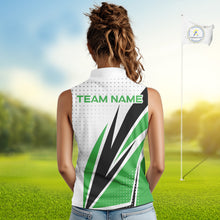 Load image into Gallery viewer, Black, White and Green Sleeveless Golf polo shirts For Women custom ladies golf top, unique golf gift NQS10010