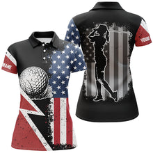 Load image into Gallery viewer, Vintage American Flag Women golf polo shirt custom patriotic team golf shirts, best women golf wears NQS7901