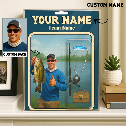 Bass Fisherman Toy box Acrylic Plaque Custom Name and Face, Personalized Bass Fishing Gifts NQS10110