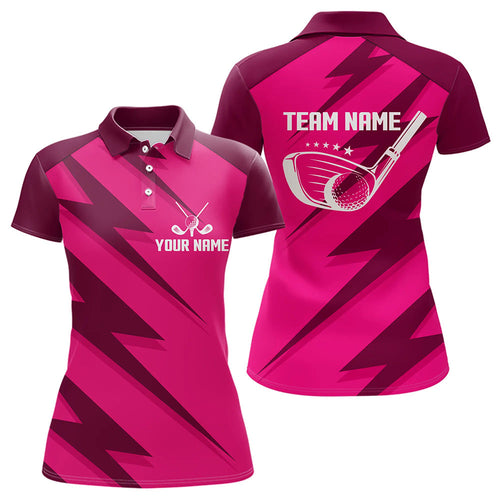 Women golf polo shirts pink lightning custom name and team name golf shirt, golfing gifts NQS9428