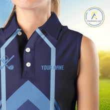 Load image into Gallery viewer, Sleeveless Golf polo shirts For Women custom team ladies golf top, unique golf gifts | Blue NQS10015