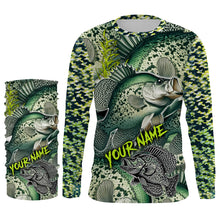 Load image into Gallery viewer, Personalized Crappie Fishing jerseys, Crappie green scales long sleeve fishing shirts uv protection NQS3654