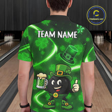 Load image into Gallery viewer, Green shamrock pattern Funny Bowling Shirts For Men Custom St Patrick's Day Lucky Team Bowling Jersey NQS11133