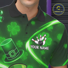 Load image into Gallery viewer, Green shamrock pattern Funny Bowling Shirts For Men Custom St Patrick's Day Lucky Team Bowling Jersey NQS11133