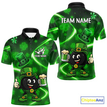 Load image into Gallery viewer, Green shamrock pattern Funny Bowling Shirts For Men Custom St Patrick's Day Lucky Team Bowling Jersey NQS11133