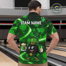 Load image into Gallery viewer, Green shamrock pattern Funny Bowling Shirts For Men Custom St Patrick's Day Lucky Team Bowling Jersey NQS11133