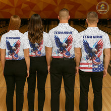Load image into Gallery viewer, Grunge American Flag Eagle Bowling Polo, 1/4 Zip Shirt For Women Custom patriotic Team Bowling jersey NQS11327