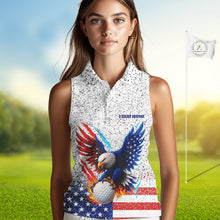 Load image into Gallery viewer, Grunge American Flag Eagle Women Sleeveless polo shirt Custom patriotic Team Golf Attire NQS11328
