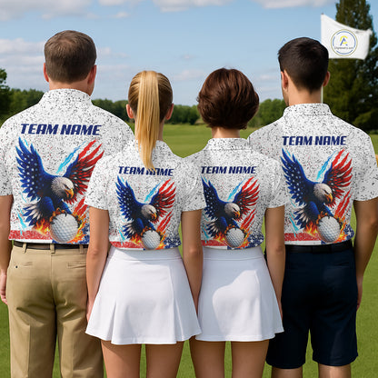 Grunge American Flag Eagle Golf Polo Shirt For Men Custom patriotic Team Golf Attire NQS11328