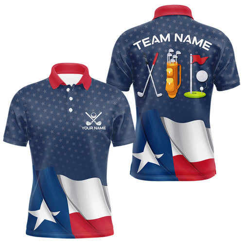 Texas Flag Golf Polo Shirts For Men Custom Team Name golf tops for mens, patriotic golf gifts NQS9769