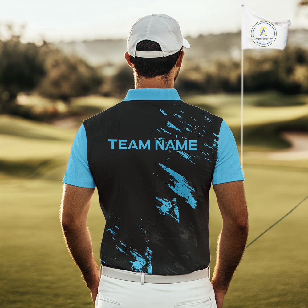 Black and Blue Golf polo shirts For Men Custom name mens golf outfits, gifts for golf lovers NQS10019