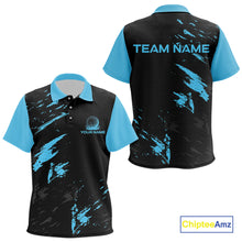 Load image into Gallery viewer, Black and Blue Golf polo shirts For Kid Custom name Kid golf outfits, gifts for golf lovers NQS10019