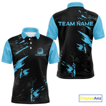 Load image into Gallery viewer, Black and Blue Golf polo shirts For Men Custom name mens golf outfits, gifts for golf lovers NQS10019