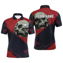Load image into Gallery viewer, Personalized Red and navy Skull Bowling Shirts For Men, Bowling team League Jerseys NQS8352