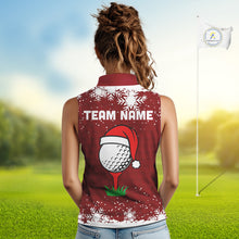 Load image into Gallery viewer, Red Christmas Golf Ball snowflake Women Sleeveless Polo Shirt Custom Xmas Team Golf Outfits NQS10950