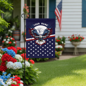 Red, white, and blue American flag Eagle patriotic Custom name Golf Garden Flag, unique golf gifts NQS9907