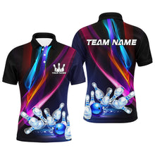 Load image into Gallery viewer, Colorful Lights Bowling Team jerseys Custom Bowling Polo, Quarter Zip Shirt For Men, gift for bowlers NQS7939