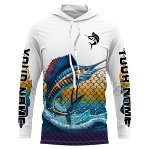 Sailfish Fishing jerseys, Sailfish scales Custom UV protection Long Sleeve Performance Fishing Shirts NQS6015