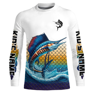 Sailfish Fishing jerseys, Sailfish scales Custom UV protection Long Sleeve Performance Fishing Shirts NQS6015