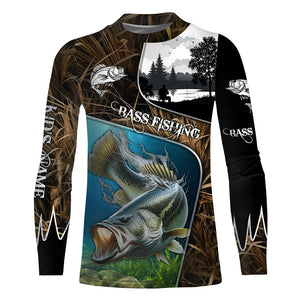 Largemouth Bass Fishing UV protection Customize name long sleeves fishing shirts for men, women, kid NQS753