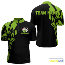 Load image into Gallery viewer, Black And Green Camo Custom Bowling Shirts For Men, Bowling Team Shirts NQS10753