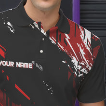 Load image into Gallery viewer, Black and Red Mens bowling shirts Custom retro bowling ball and pins bowling team league jerseys NQS9454