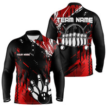 Load image into Gallery viewer, Black and Red Mens bowling shirts Custom retro bowling ball and pins bowling team league jerseys NQS9454