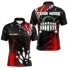 Load image into Gallery viewer, Black and Red Mens bowling shirts Custom retro bowling ball and pins bowling team league jerseys NQS9454