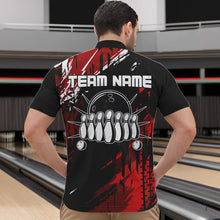Load image into Gallery viewer, Black and Red Mens bowling shirts Custom retro bowling ball and pins bowling team league jerseys NQS9454