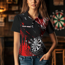 Load image into Gallery viewer, Retro Black Red Pattern Custom Darts Polo, Quarter-Zip Shirts For Women Dart Team Jerseys NQS9456