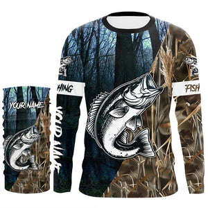 Largemouth Bass Fishing Camo Custom UV Protection Long sleeve fishing shirts Personalized Fishing Gift NQS394