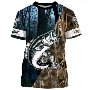 Largemouth Bass Fishing Camo Custom UV Protection Long sleeve fishing shirts Personalized Fishing Gift NQS394