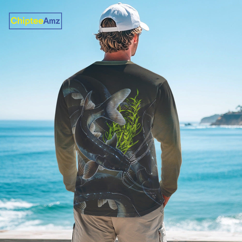 Personalized Catfish Fishing jerseys, Catfish scales long sleeve fishing shirts uv protection NQS10332