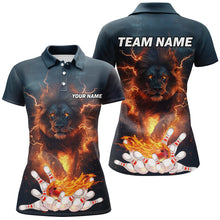 Load image into Gallery viewer, Lightning thunder storm Lion Flame Bowling Polo, 1/4 Zip Shirt For Women Custom Bowling Team Jersey NQS8567