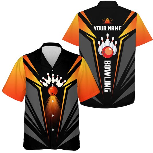 Custom Hawaiian bowling shirt for bowling – personalized team jersey front view