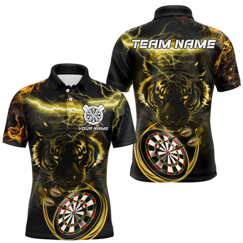 Personalized Yellow Lightning Thunder Storm Tiger Darts Shirts For Men Custom Dart Team Jerseys NQS9465