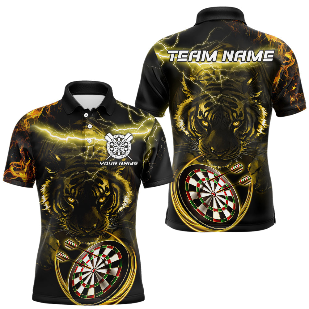 Personalized Yellow Lightning Thunder Storm Tiger Darts Shirts For Men Custom Dart Team Jerseys NQS9465