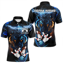 Load image into Gallery viewer, Personalized Blue Lightning Thunder Storm Tiger Bowling Shirts For Men Custom Bowling Team Jerseys NQS9466
