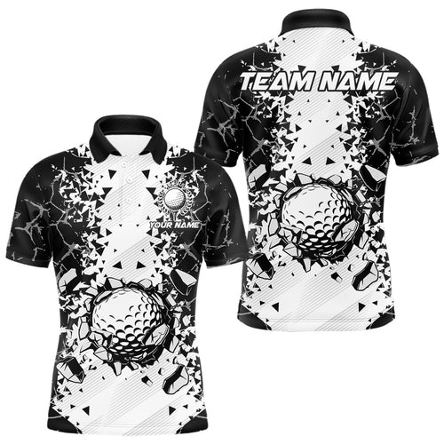 Black and White broken Golf ball Polo shirt for men Custom Team golf uniform mens golf tops NQS9787