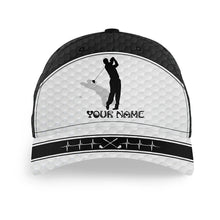 Load image into Gallery viewer, Golfer hat custom name golf heartbeat black &amp; white golf hats Unisex Baseball mens golf hats NQS7549