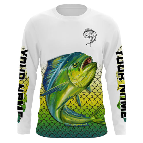 Mahi mahi Fishing jerseys, Dorado scales Custom UV protection Long Sleeve performance Fishing Shirts NQS5582